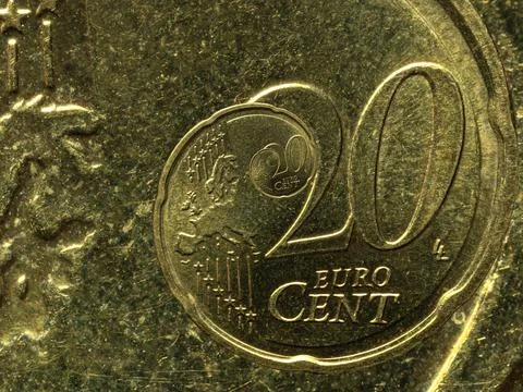 Endless 20 Euro Cent Coin Spiral Zoom Stock Photos