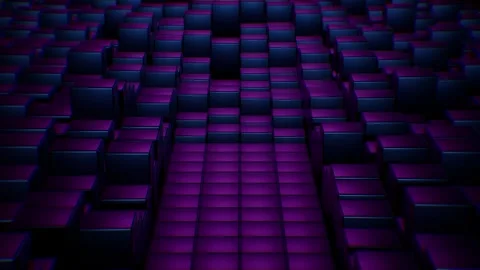 Endless 3D Dark Purple Cubes Path Way Stock Footage 265248241
