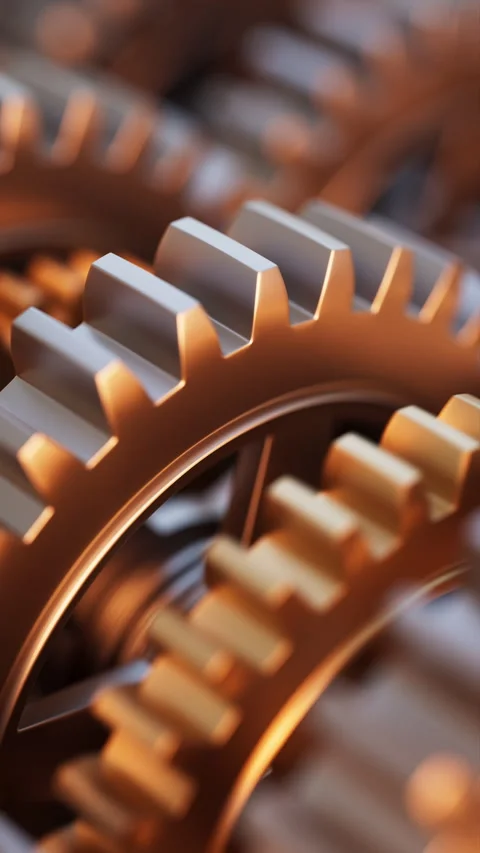 Endless 3D loop of detailed rotating gears. Stock Footage 314838054