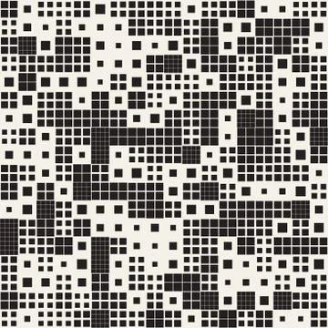 Endless Abstract Background With Random Size Squares. Vector Seamless Pattern. 库存插图