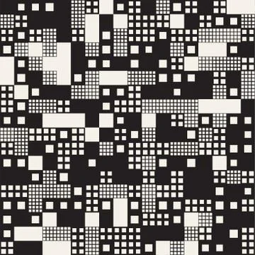 Endless Abstract Background With Random Size Squares. Vector Seamless Pattern. 库存插图