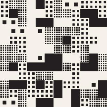 Endless Abstract Background With Random Size Squares. Vector Seamless Pattern. 库存插图
