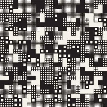 Endless Abstract Background With Random Size Squares. Vector Seamless Pattern. 库存插图