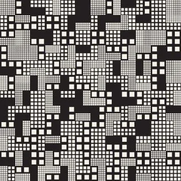 Endless Abstract Background With Random Size Squares. Vector Seamless Pattern. 库存插图