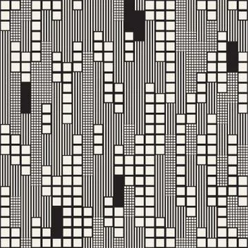 Endless Abstract Background With Random Size Squares. Vector Seamless Pattern 库存插图