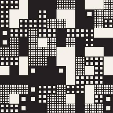 Endless Abstract Background With Random Size Squares. Vector Seamless Pattern 库存插图