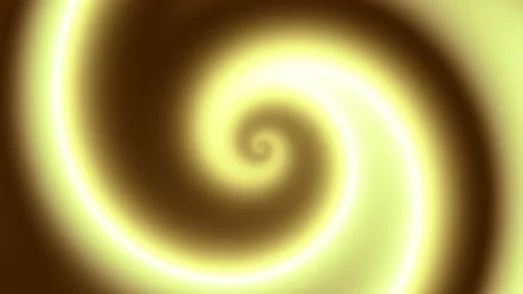 Endless spinning futuristic spiral of yellow color on black