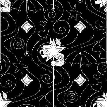 Endless Aesthetic Texture with Cute Magical Star Wands Stock Illustration