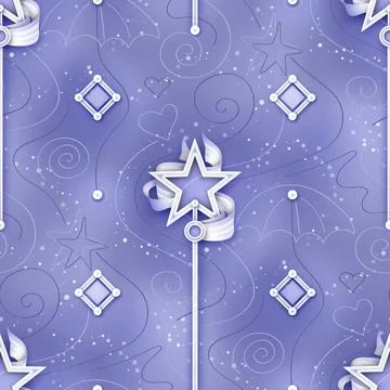 Endless Aesthetic Texture with Cute Magical Star Wands Stock Illustration