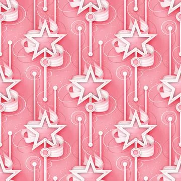 Endless Aesthetic Texture with Cute Magical Star Wands Stock Illustration