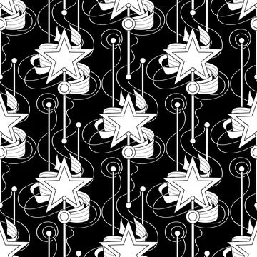 Endless Aesthetic Texture with Cute Magical Star Wands Stock Illustration