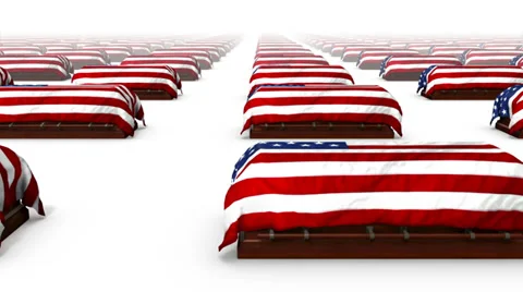Endless American Coffins front view loop Stock Footage 32659748