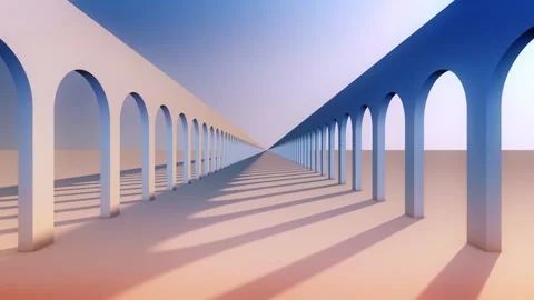 Endless Archway Passage, 3D Render Animation, Smooth Camera Motion, 4K Loop Stock-Footage 306705222