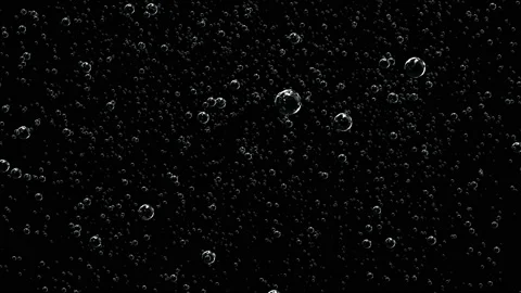 Endless aspiration of gas bubbles up. Black and white space. Stock Footage 125999927