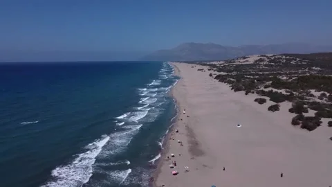 The endless azure sea and sandy Patara beach Stock Footage 195950625