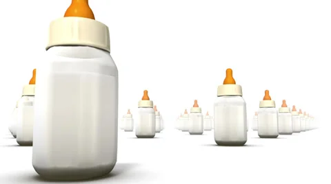 Endless Baby Bottles low angle loop Stock Footage 31904701