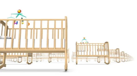 Endless Baby Cribs low angle loop  Stock Footage 36097592