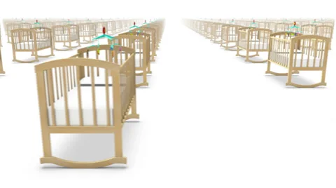 Endless Baby Cribs side view loop Stock Footage 36097162