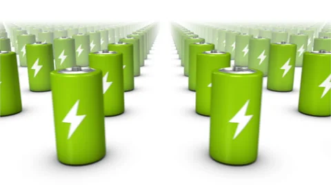 Endless Batteries front view loop (Green) Stock Footage 35573031