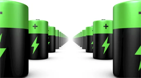 Endless Batteries low angle loop (Green Top) Stock Footage 39757745