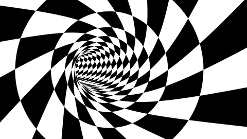 Endless black and white checkered tunnel Stock Footage 122280308