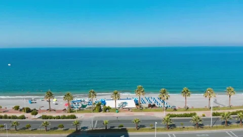 Endless Blue Waters | Turkey Beach Aerial Video Stock Footage 130697283