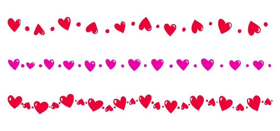 Endless borders with hearts, vector elements Illustrazione stock