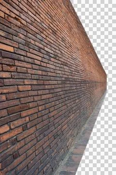 Endless brick wall isolated on transparent background, PNG File Stock Photos