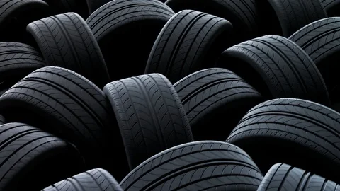 Endless chaotic stack of new tires. Stock Footage 91786288