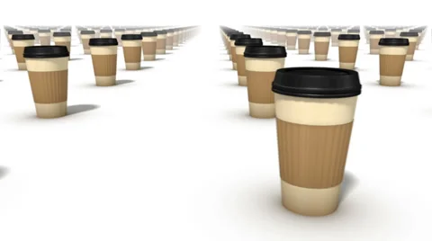 Endless coffee cups front view loop Stock Footage 29894594