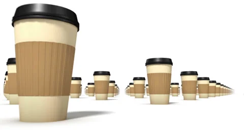 Endless coffee cups low angle loop Stock Footage 29895697