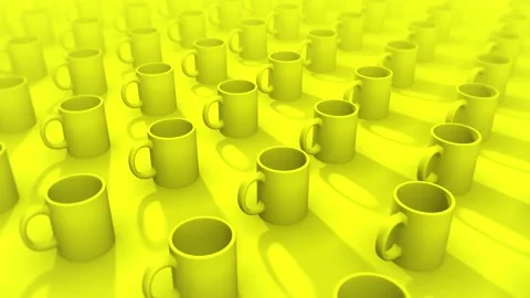Endless Coffee Mugs Yellow Stock Footage 273586978