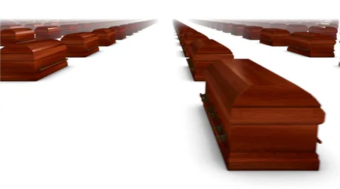 Endless Coffins (Wood) front view loop  Stock Footage 37089339