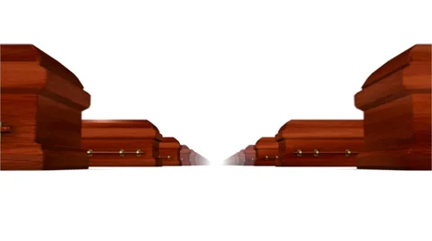 Endless Coffins (Wood) low angle loop Stock Footage 37089618