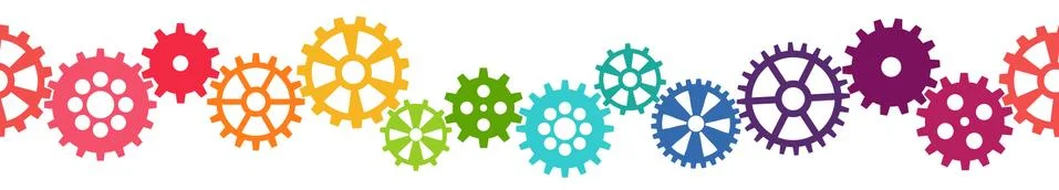 Endless colored team work gears Stock Illustration