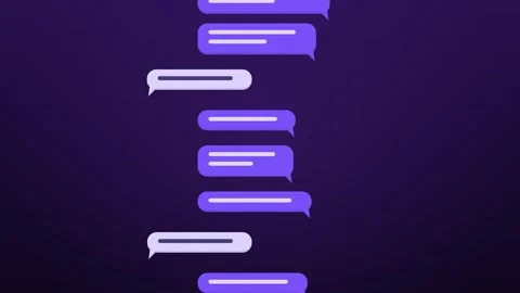 Endless column of violet and lilac message balloons rising through the frame Vídeo Stock 348702598