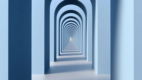 Endless corridor with arches, architecture and buildings. Stock Footage 329786457