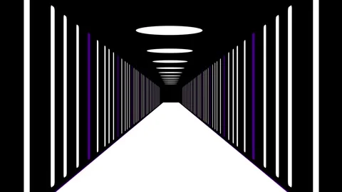 Endless corridor of lights in the form of vertical bars and circles at the top Stock Footage 309868634