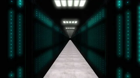 Endless corridor of the server room. a data center or Internet service provider. Stock Footage 150259263