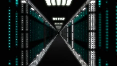 Endless corridor of the server room. a data center or Internet service provider. Stock Footage 150259748