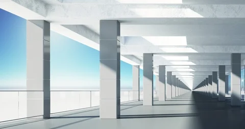 Endless corridor tunnel. Modern architecture seamless loop 60 fps 4k UHD Vídeo Stock 90221252