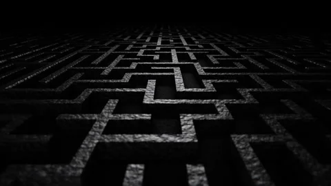 Endless dark granite stone maze or labyrinth rendered in UHD Stock-Footage 265846192