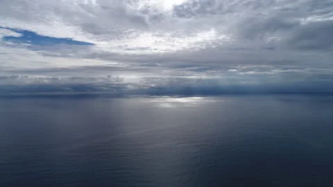 Endless deep blue Pacific Ocean. 4K drone timelapse with sliver lining. Stock Footage 239505313