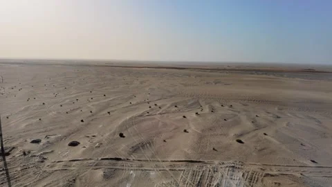 Endless Desert Landscape Seen from a Train During a Long Journey in Xinjiang Stock Footage 343707818