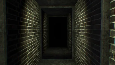 Endless Doorways Through a Brick Tunnel Stock Footage 263221158