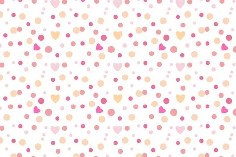 Endless dot pattern background with cute love shapes. Seamless beautiful patt Stock Illustration