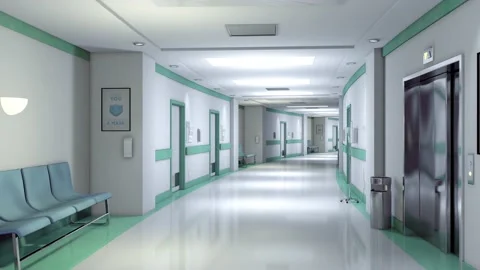 Endless empty hospital corridor animation. Vídeo Stock 159006846