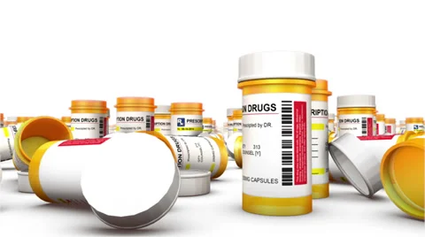  Endless Empty Pill Bottles low angle Stock Footage 39885782