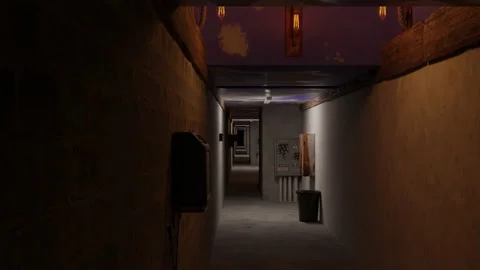 Endless escape in the old hideout indoors. Seamless loop animation. 4k UHD Stock Footage 239172549