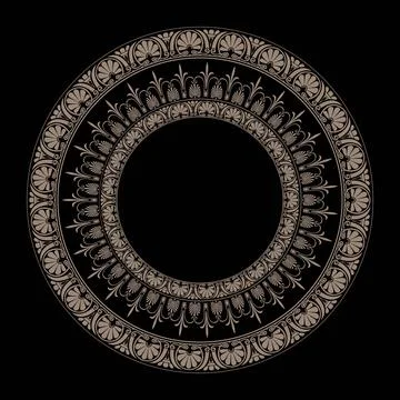 Endless European round pattern in the Victorian style. Circle frame. Egyptian Illustrazione stock